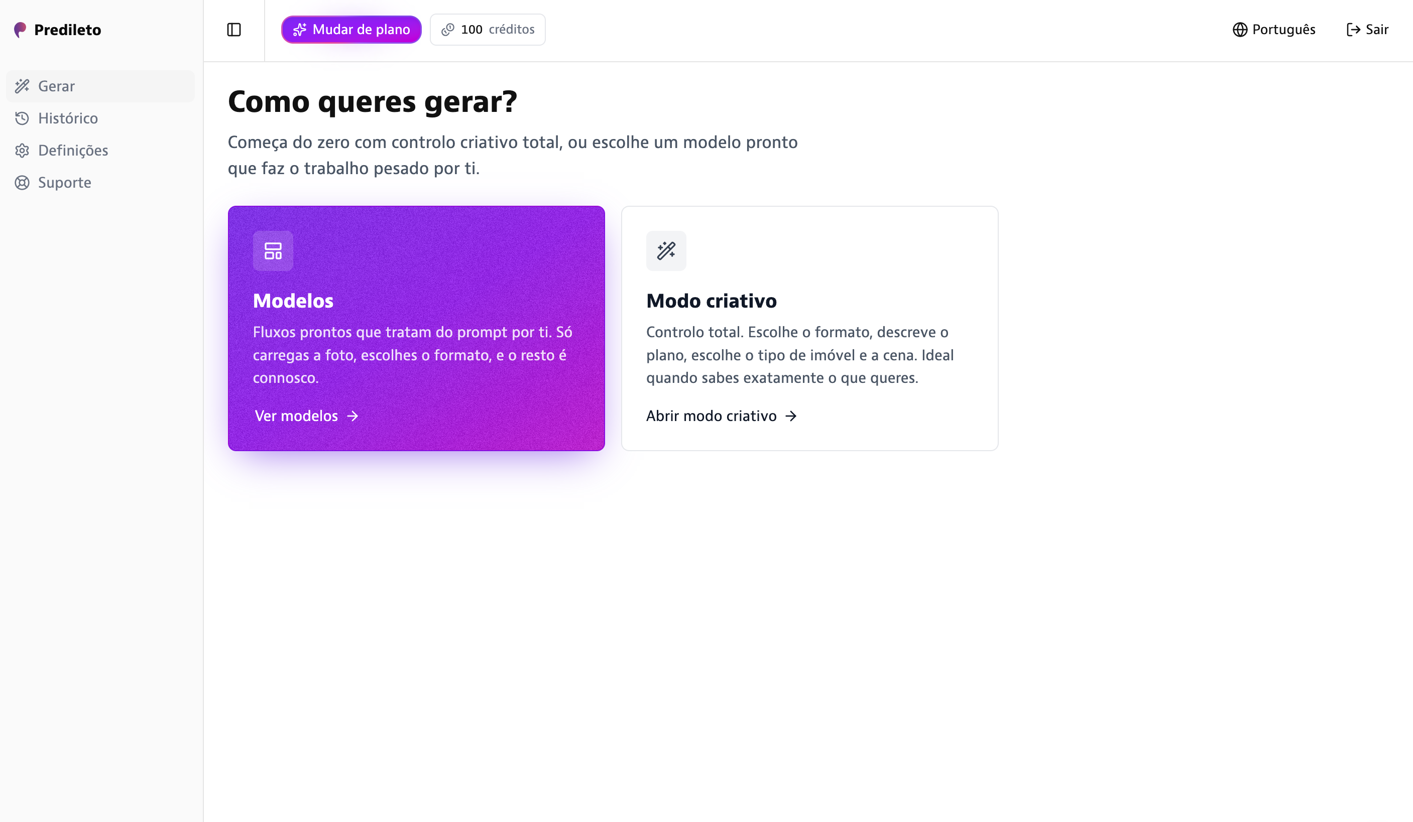 Escolhe o modo